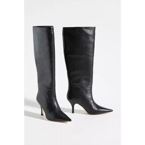 $650 Loeffler Randall Women's Whitney Heel Tall Leather Pull On Boot Black 6.5